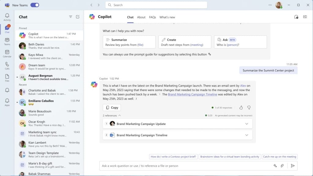 microsoft teams copilot microsoft 365 chat