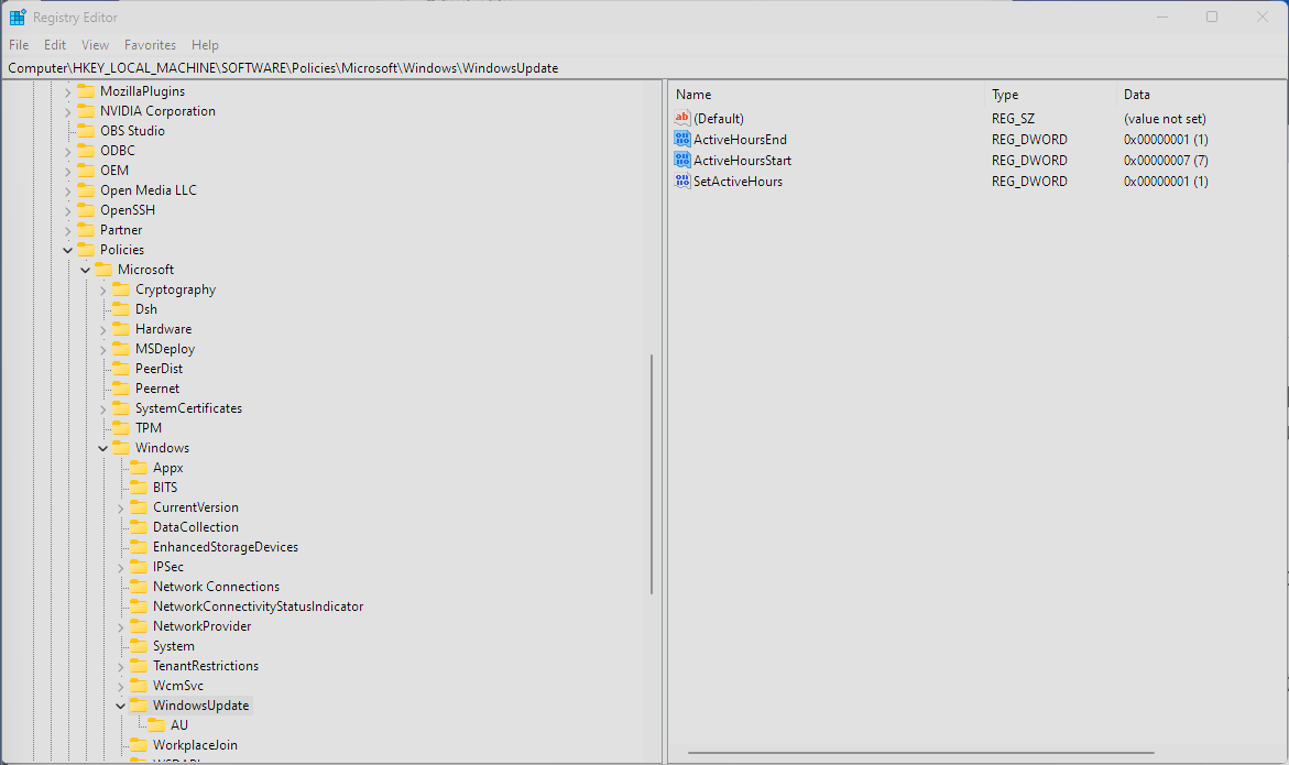 active hours in windows 11
