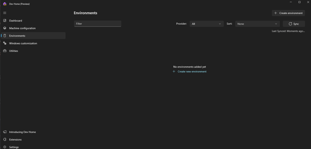 dev home preview v0.15