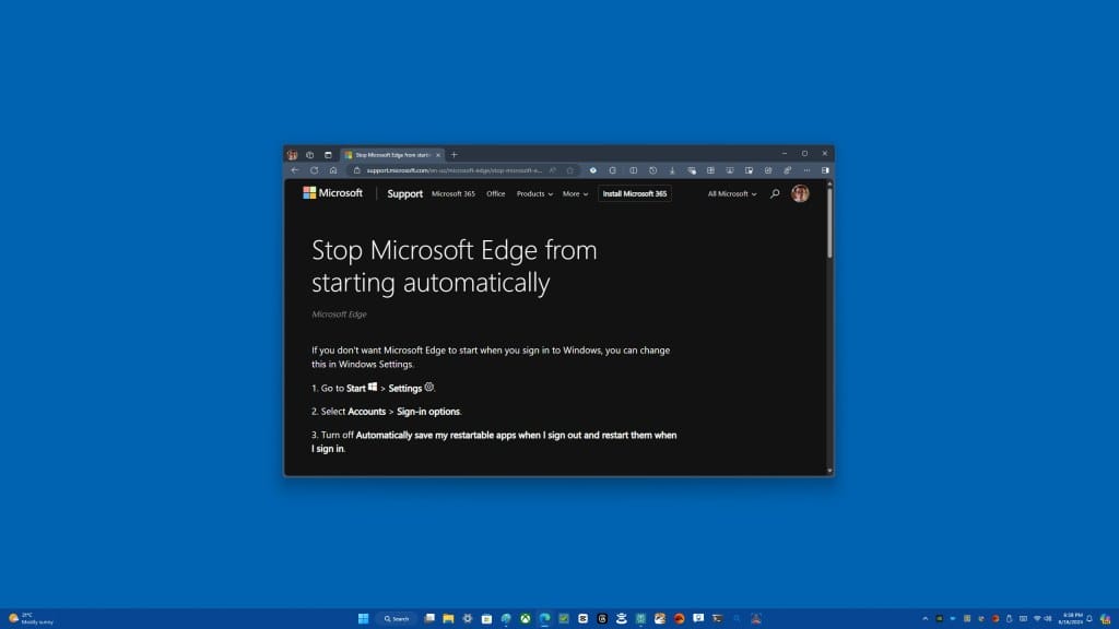 How to stop microsoft edge from starting automatically on windows 11