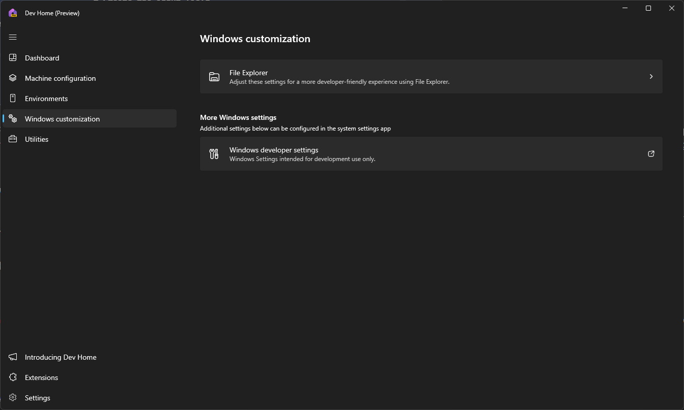 dev home preview v0.15