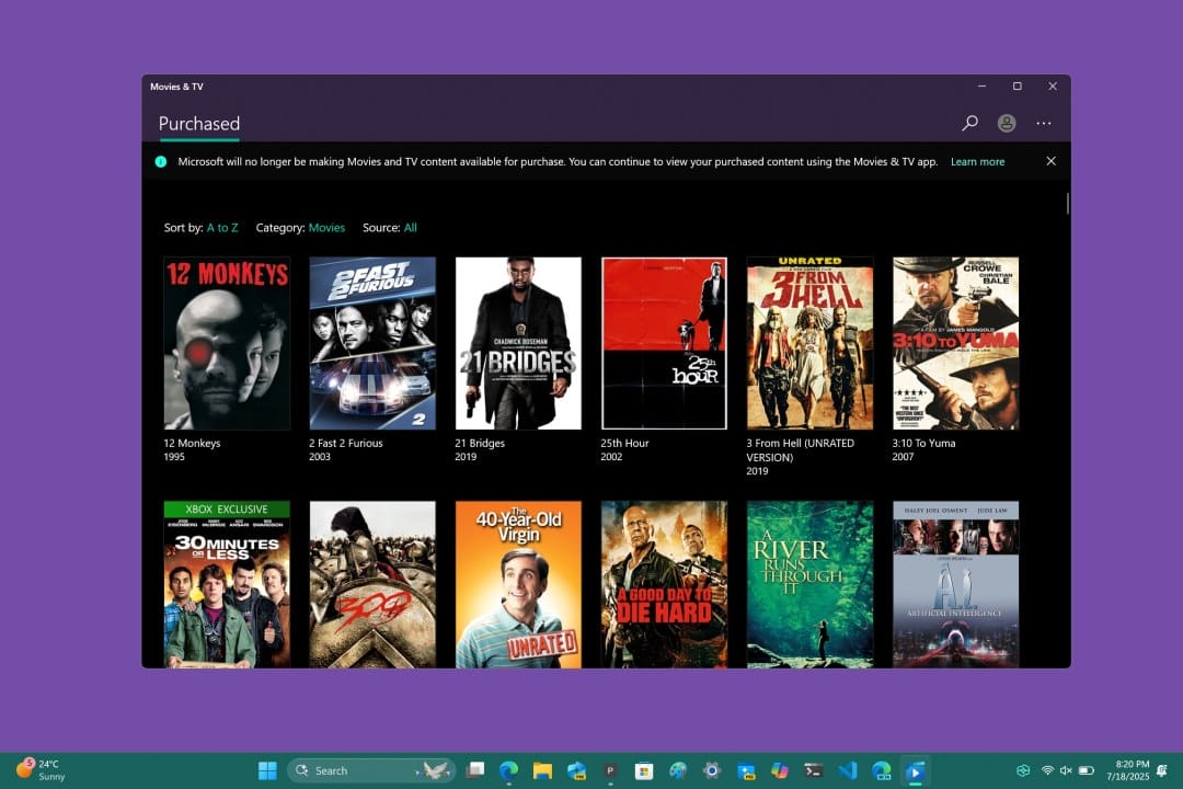 Microsoft Abruptly Shuts Down Movies & TV Store on Xbox and Windows Without Warning