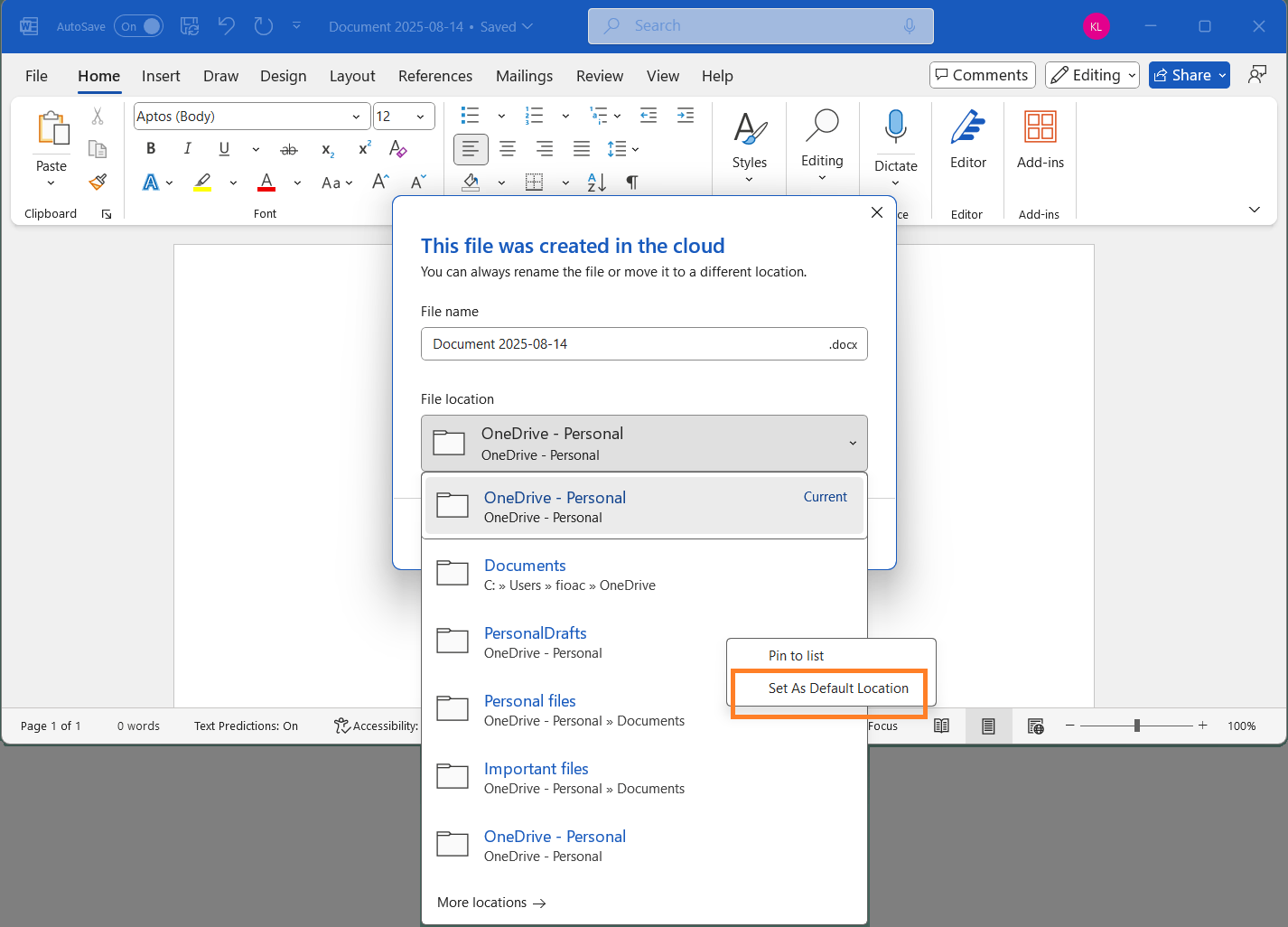 Microsoft 365 Update: Word for Windows Introduces Automatic Cloud Saving for New Documents