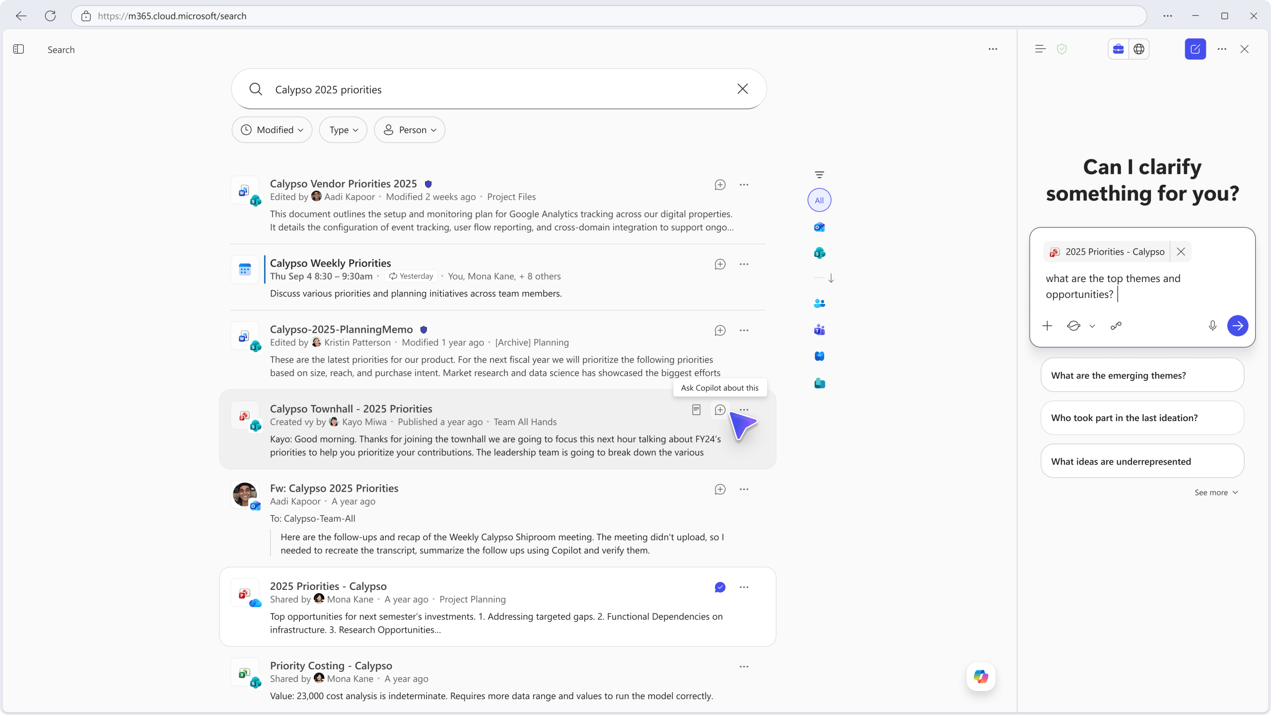 Copilot Chat integrated with Copilot Search