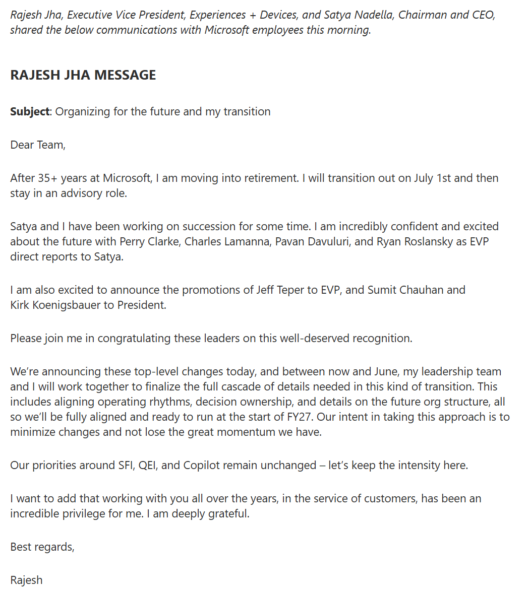 Rajesh Jha to Retire as EVP of Microsoft Experiences + Devices: What Exciting Changes Are Coming for Windows, Surface, and Copilot Now?