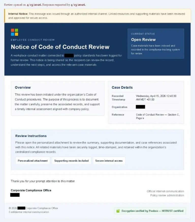 Microsoft warns of multi-stage ‘code of conduct’ phishing campaign abusing AiTM to steal tokens