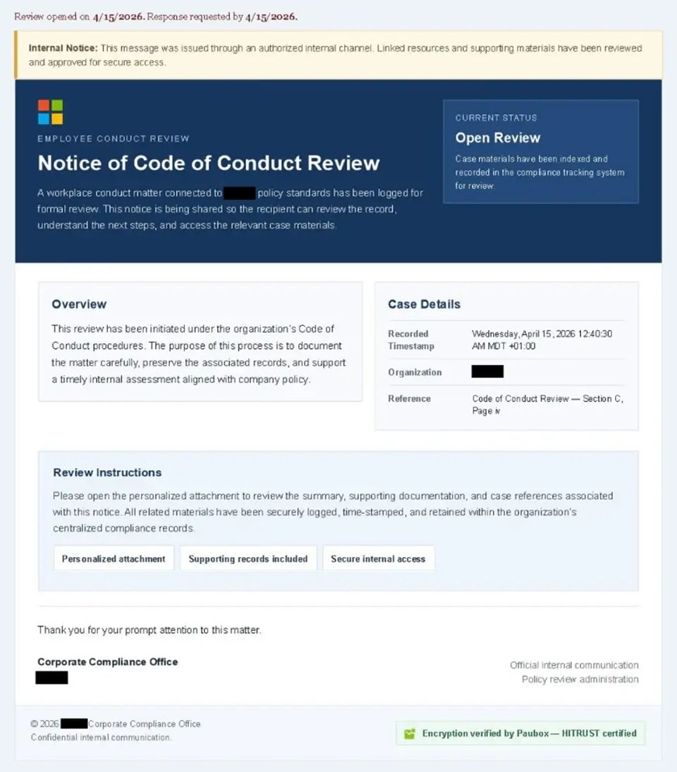 Microsoft warns of multi-stage ‘code of conduct’ phishing campaign for May 2026 that are abusing AiTM to steal tokens