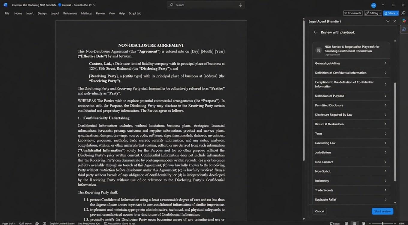 Microsoft 365 Copilot Brings New Legal Agent to Word for Playbook‑Driven Contract Review